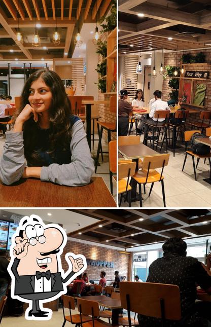 Take a seat at one of the tables at Burger King