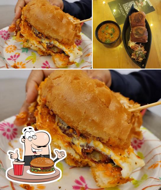 Try out a burger at Rahul's Pizza & More