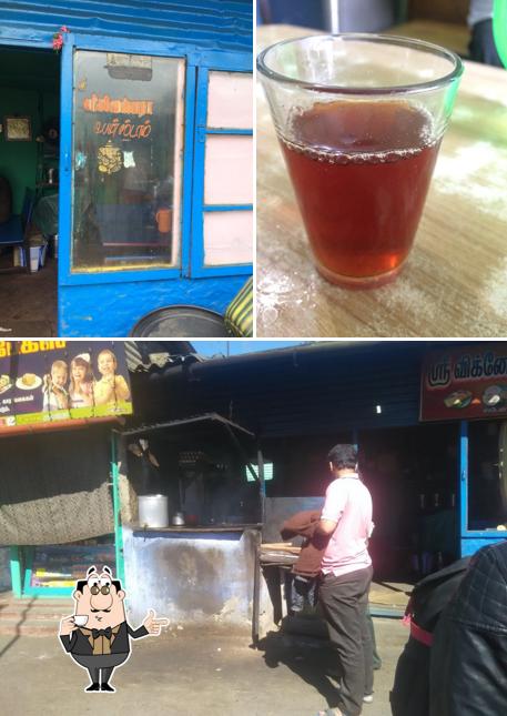 Enjoy a beverage at Vigneshwara Tiffen center