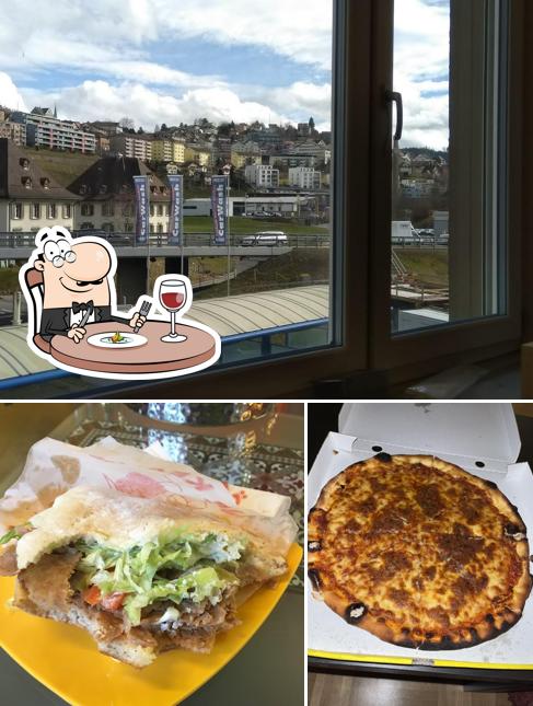 Säntis Kebab & Pizza Kurier si caratterizza per la cibo e esterno