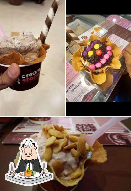 Food at cream stone