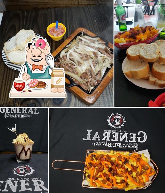 General Pub Bar e Restaurante serve uma escolha de pratos doces