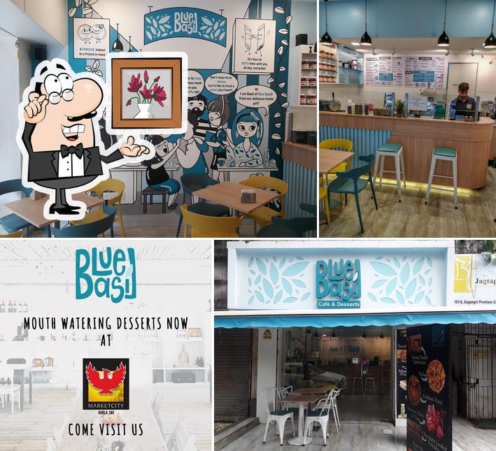 The interior of Blue Basil Cafe