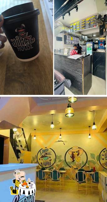This is the picture depicting food and exterior at Joker House