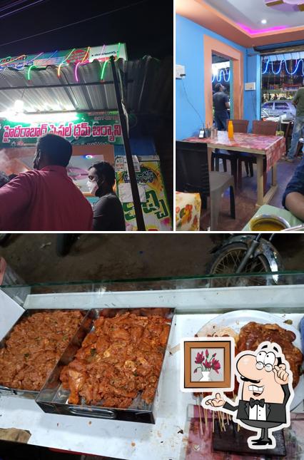 Among various things one can find interior and food at Mubarak Hyderabadi Kachi Biryani