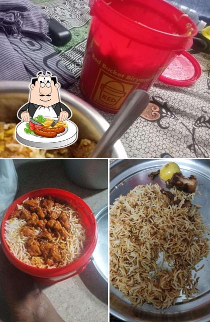 This is the image depicting food and beverage at Red Bucket Biryani Machavaram