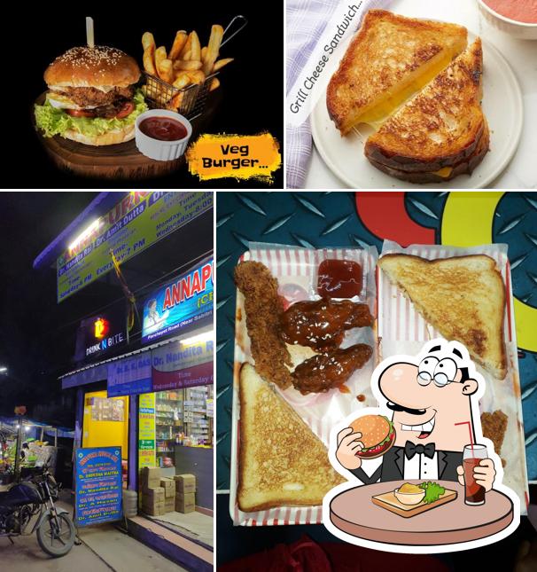 Try out a burger at Drink N Bite