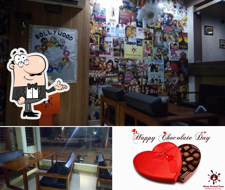 Among various things one can find interior and food at Hang Around Zone