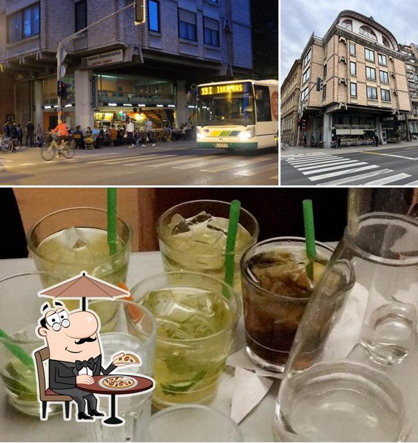 Questa è la foto che mostra la esterno e cibo di Semafor