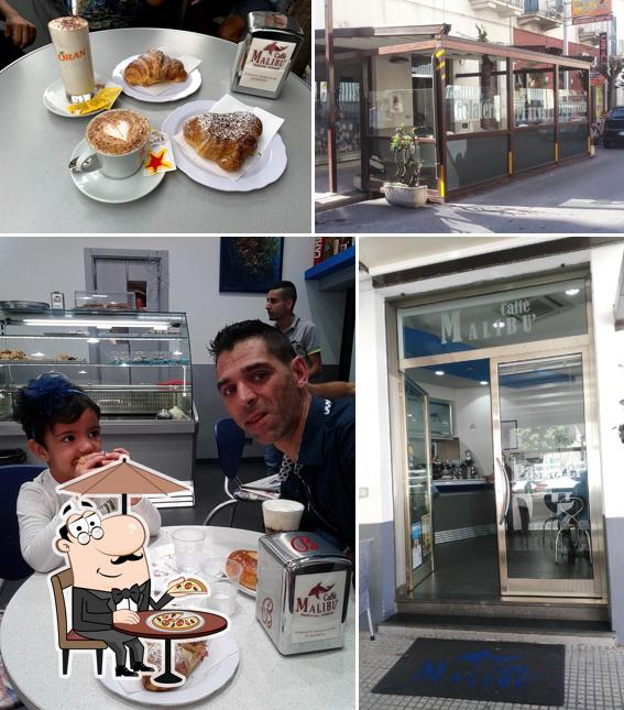 Tra le diverse cose da Caffè Malibù si possono trovare la esterno e cibo