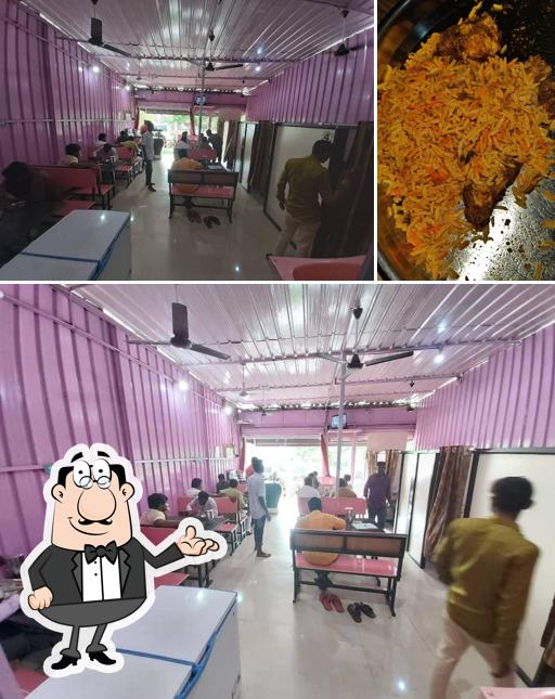 The image of Alim Bhai chicken biryani centre’s interior and meat