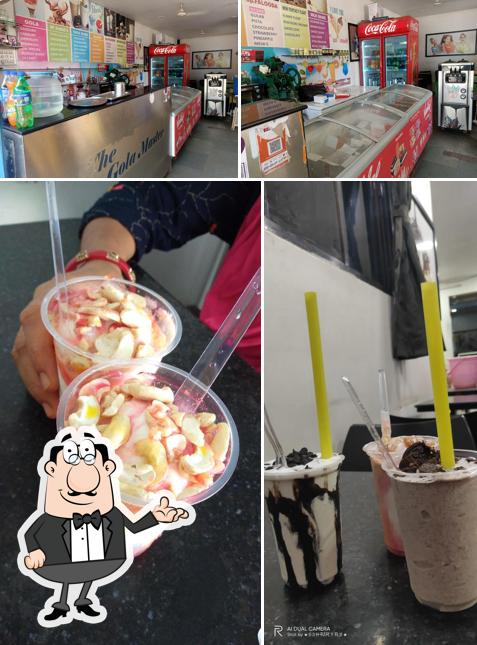 The restaurant's interior and food