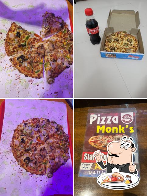 Try out pizza at Pizza Monk's