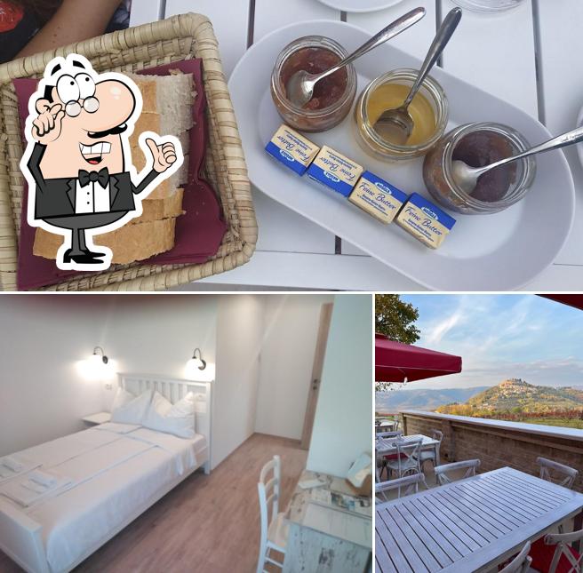 Questa è la foto che presenta la interni e cibo di Casa Rossa Motovun