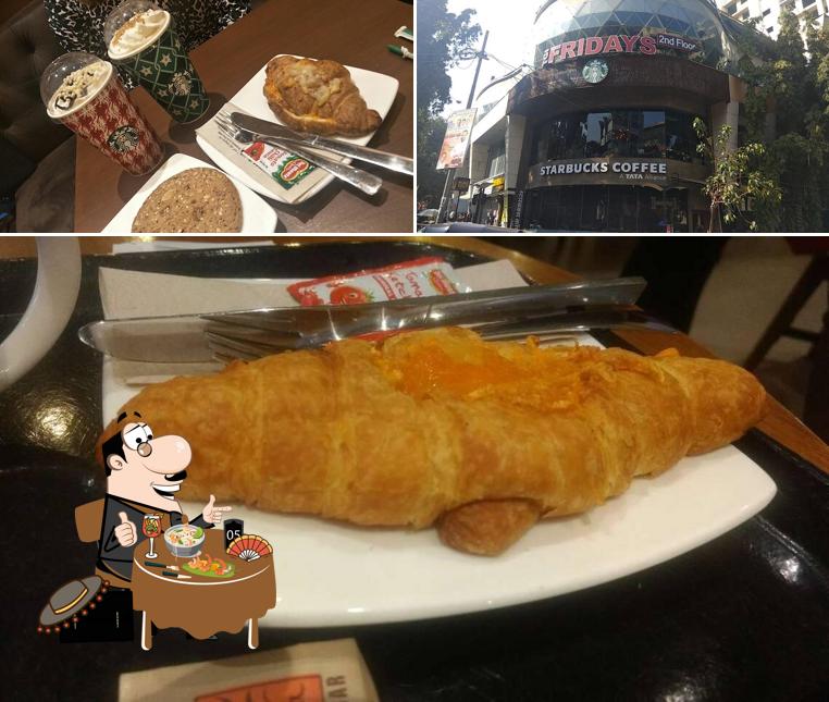 This is the photo showing food and exterior at Starbucks