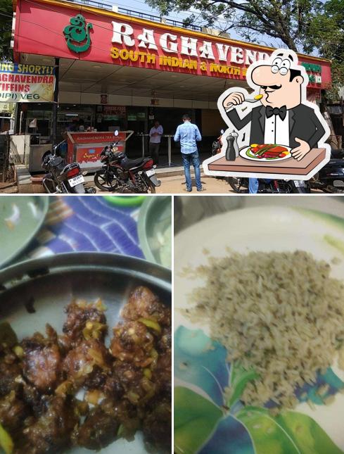 Check out the image depicting food and exterior at Sri Raghavendra Udipi Veg