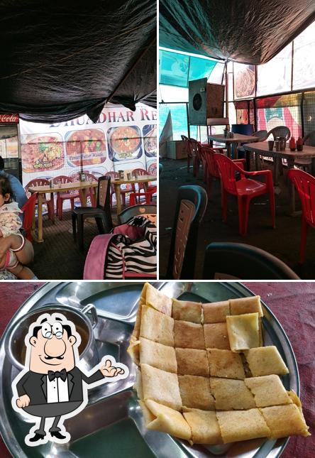 The restaurant's interior and food