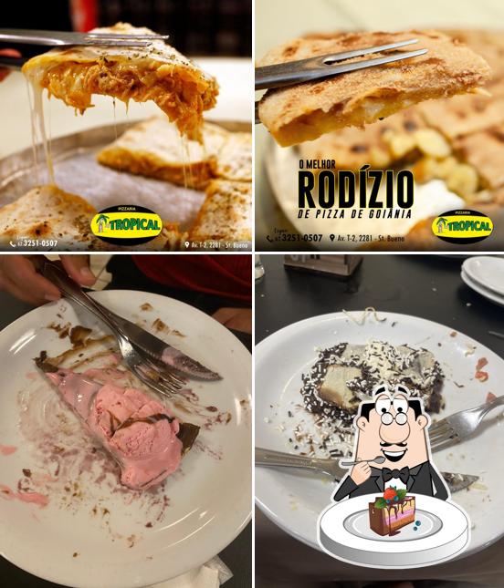 Bolo de chocolate em Pizzaria Tropical