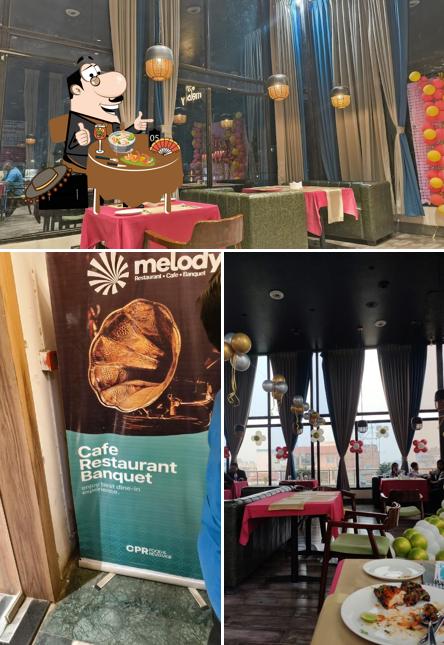 Among various things one can find food and interior at Melody Restaurant, Cafe and Banquet