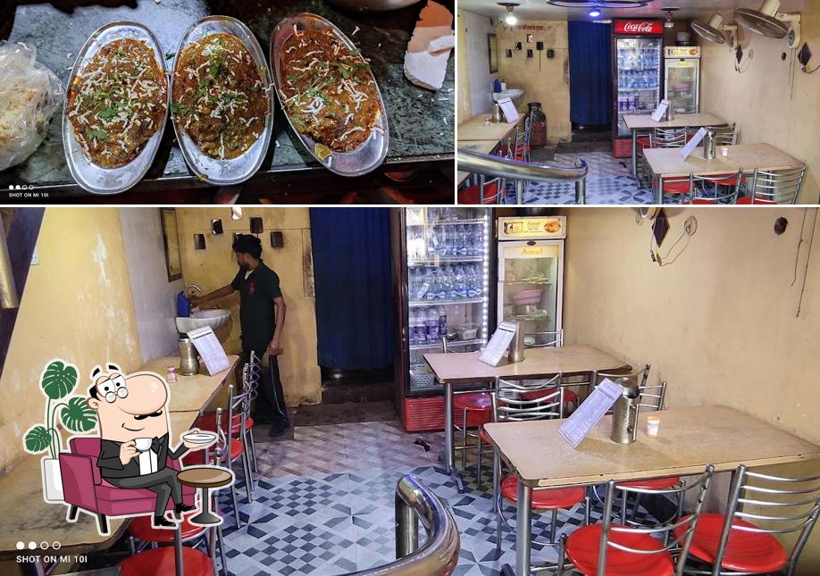 Take a look at the image depicting interior and food at Marwadi Bhojanalaya