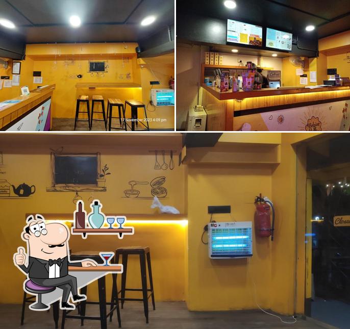 Take a seat at one of the tables at The Belgian Waffle Co