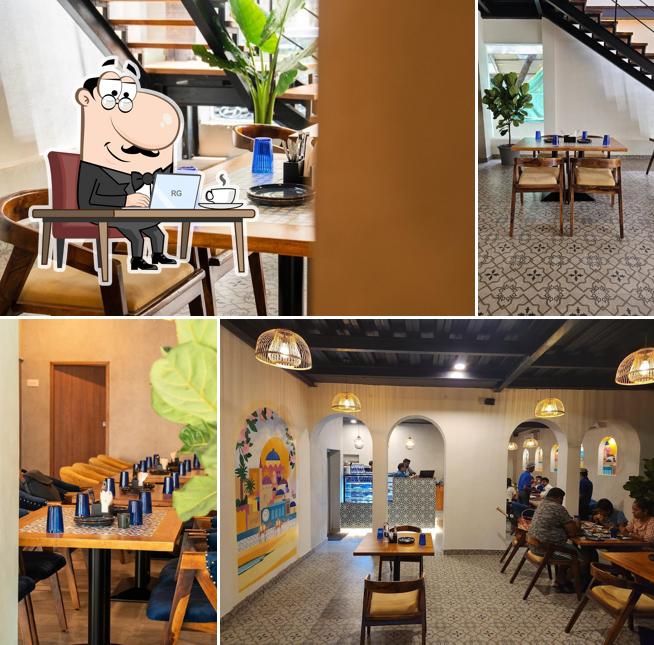 Take a seat at one of the tables at Mezze