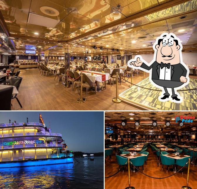 The restaurant's interior and food