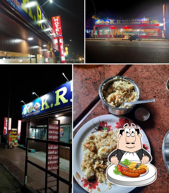 The image of food and exterior at K R Hotel