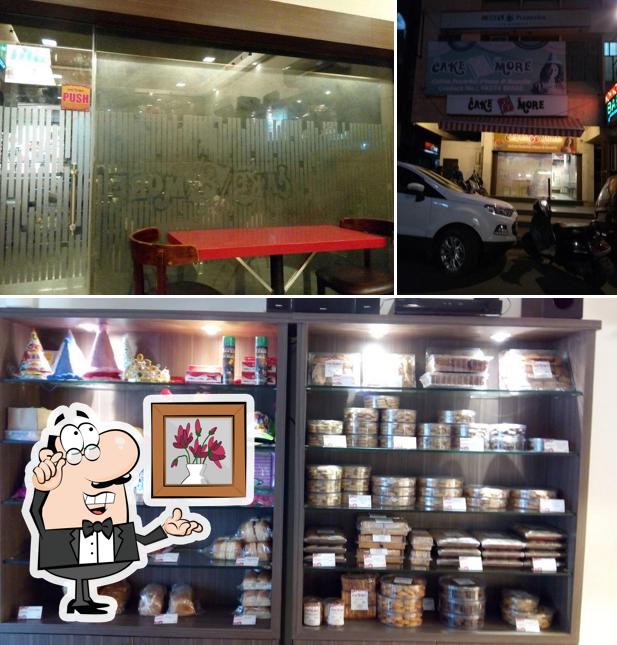 This is the picture depicting interior and exterior at Cake & More