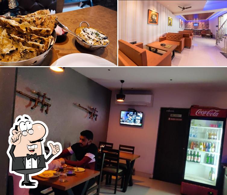 The restaurant's interior and food