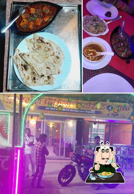 The picture of Evergreen family restaurant’s food and exterior