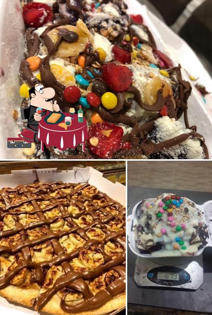 Dona Rita Salgados Pizzaria e Lanche oferece uma gama de pratos doces