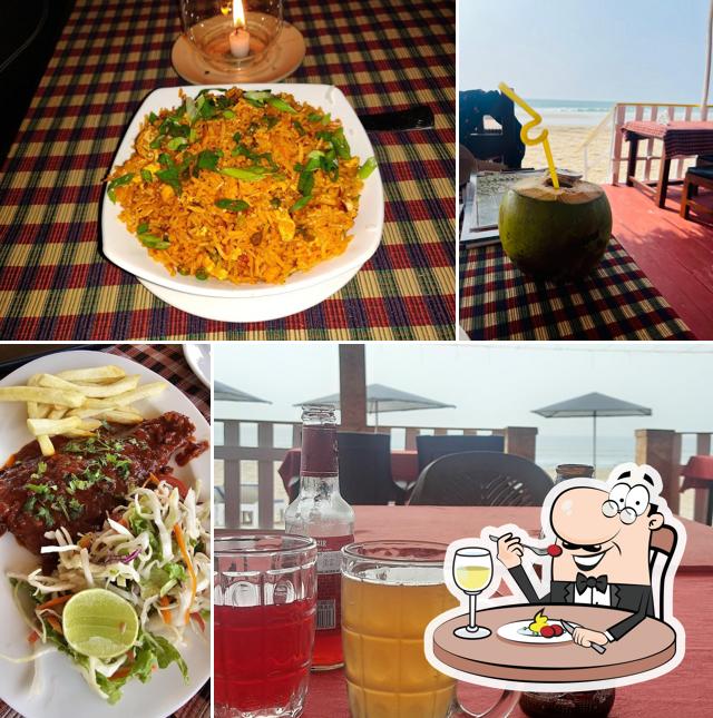 Food at Aaron's Beach hut