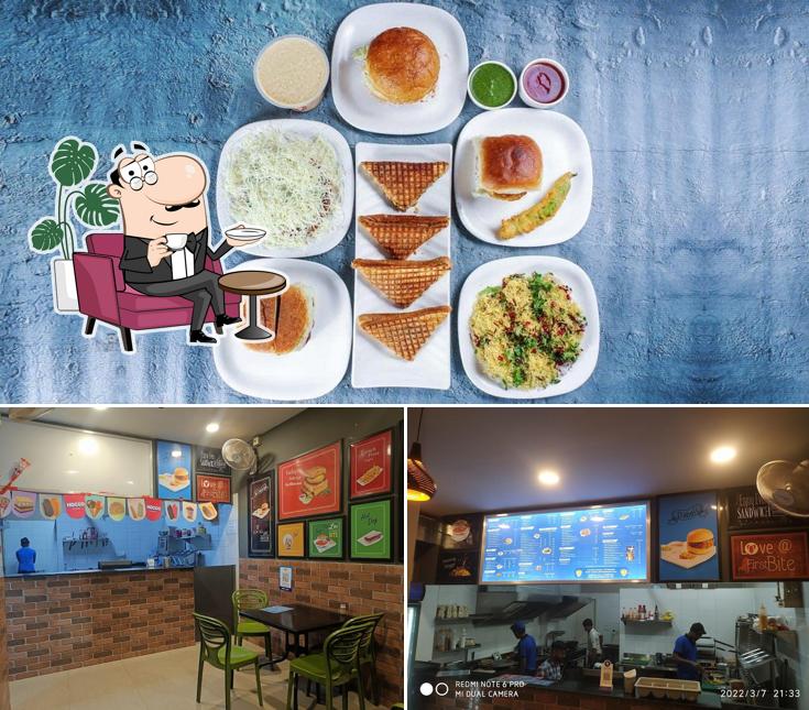 The image of interior and food at JAY BHAVANI VADAPAV