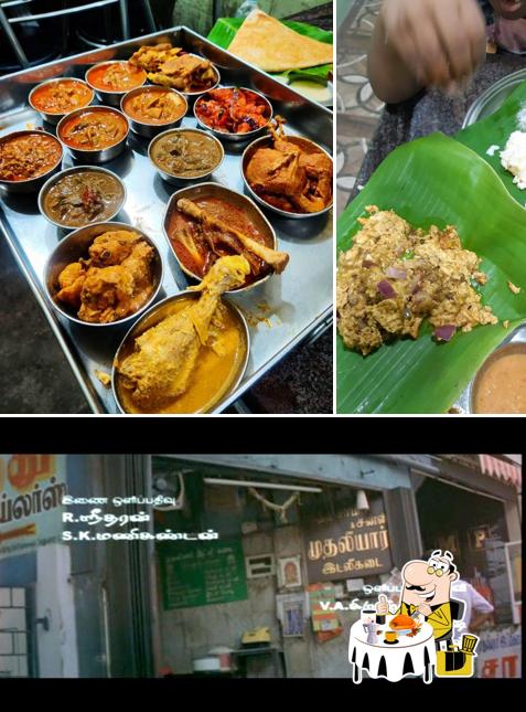 This is the image depicting food and interior at Mudaliyar Idly Kadai