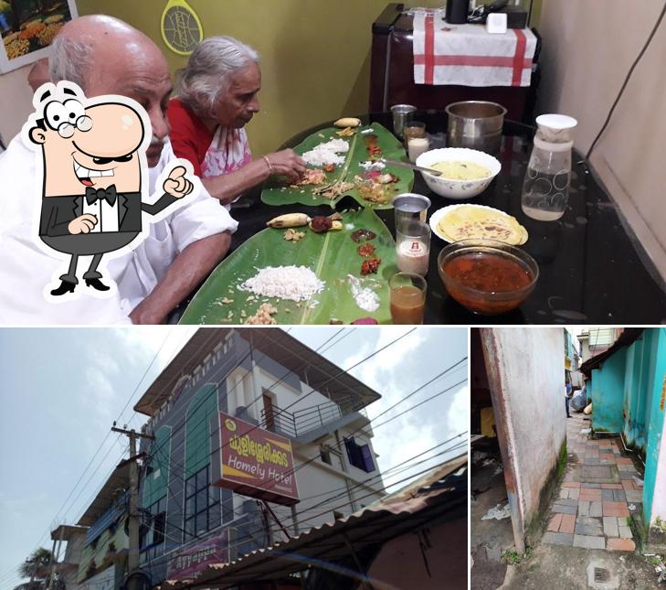 The restaurant's exterior and food