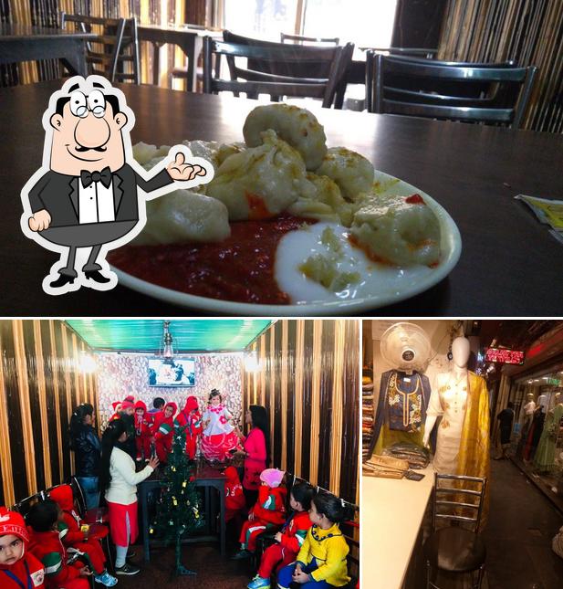 The restaurant's interior and food