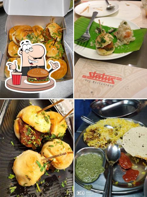 Get a burger at Status Restaurant