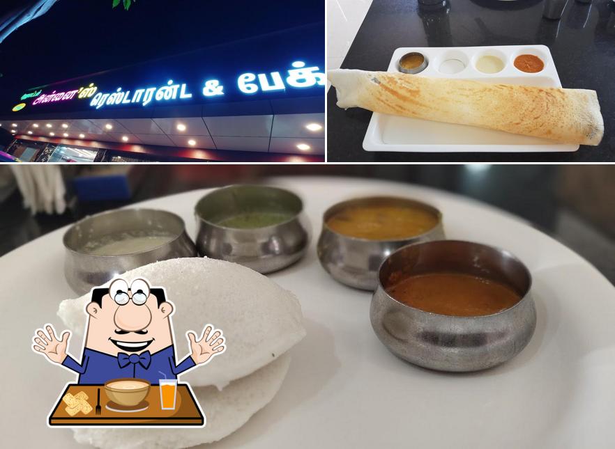 Take a look at the picture showing food and exterior at Hotel Annai's pure veg restaurant & bakery