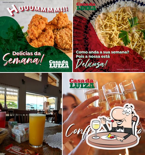 Esta é a foto apresentando comida e bebida a Casa da Luiza
