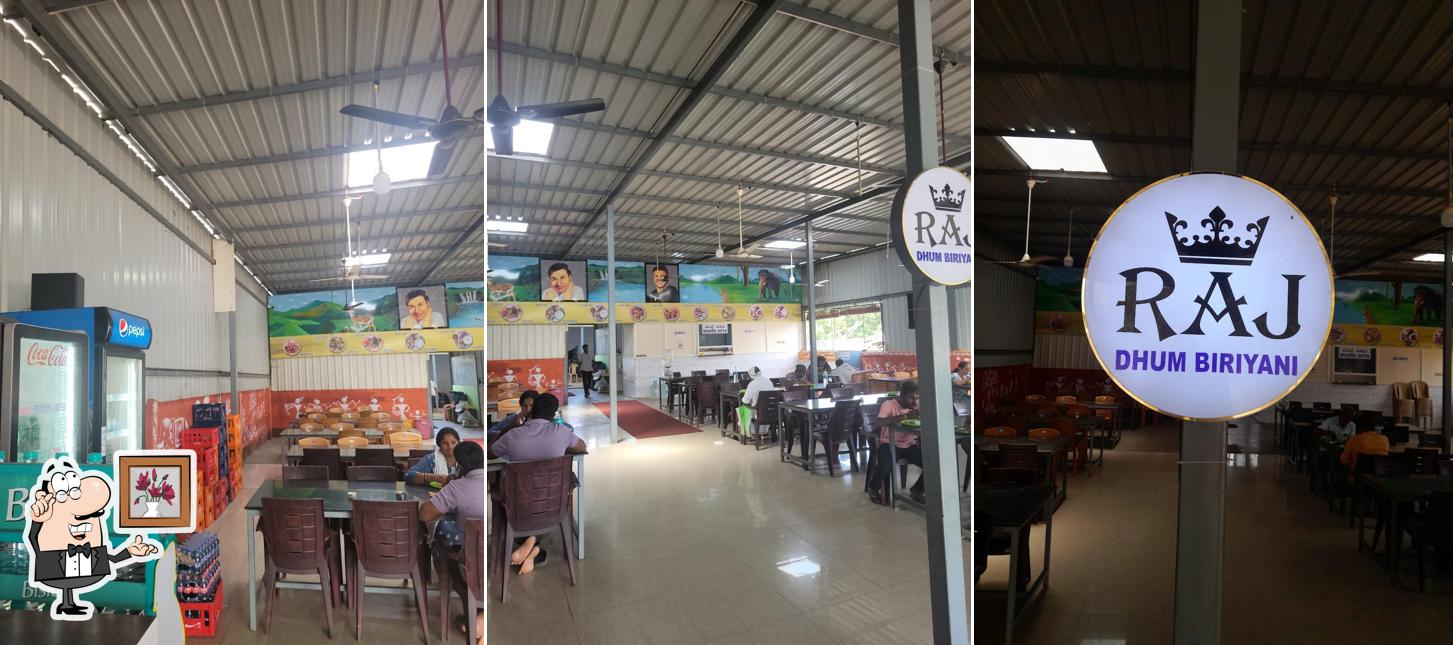 The interior of Raj Dhum Biriyani Devanahalli