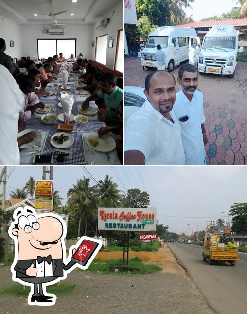 The picture of exterior and dining table at Kerala Coffe House