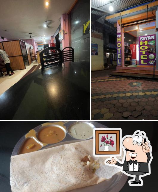 The picture of interior and food at Siyan Family Restaurant