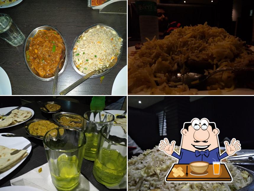 Chicken curry and fried rice at Bawarchi Restaurant