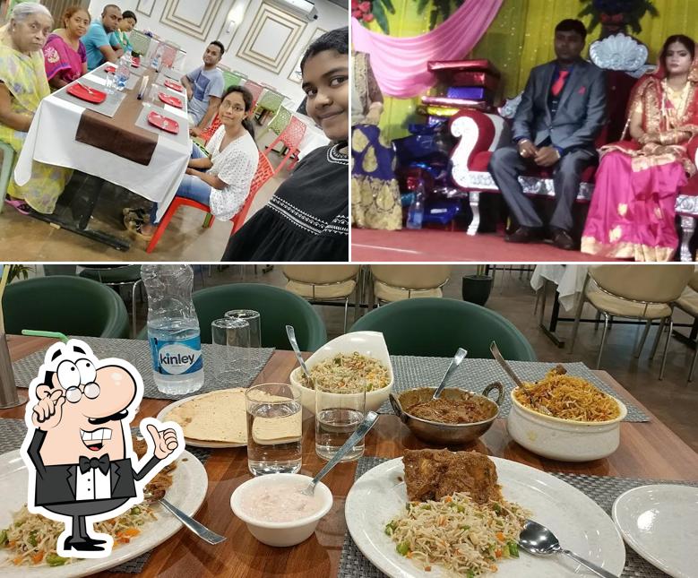 The restaurant's interior and food