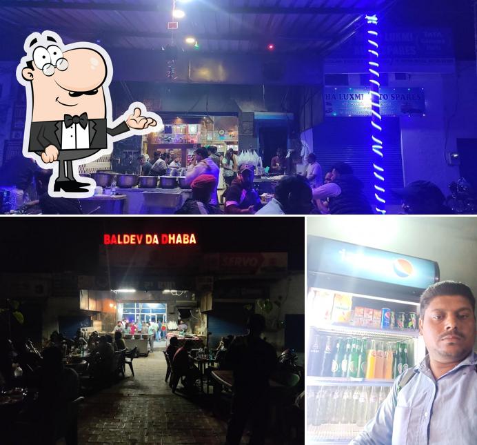 Take a seat at one of the tables at Baldev da dhaba