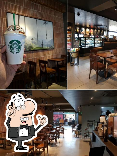 The interior of Starbucks Coffee
