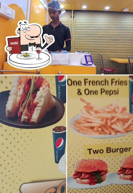 The image of food and interior at Big Hop Pizza