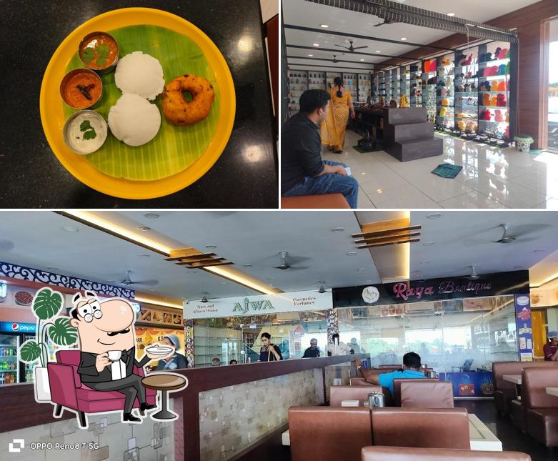 The restaurant's interior and food