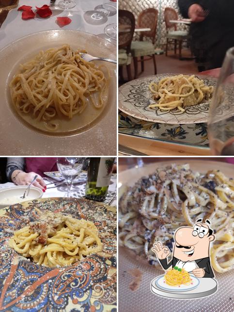 Spaghetti alla carbonara al Ristorante Antiche Terme di Diana